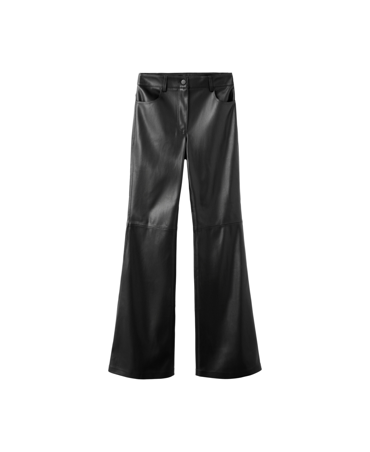 Mango Women's High-Rise Flared Faux Leather Pants - Black