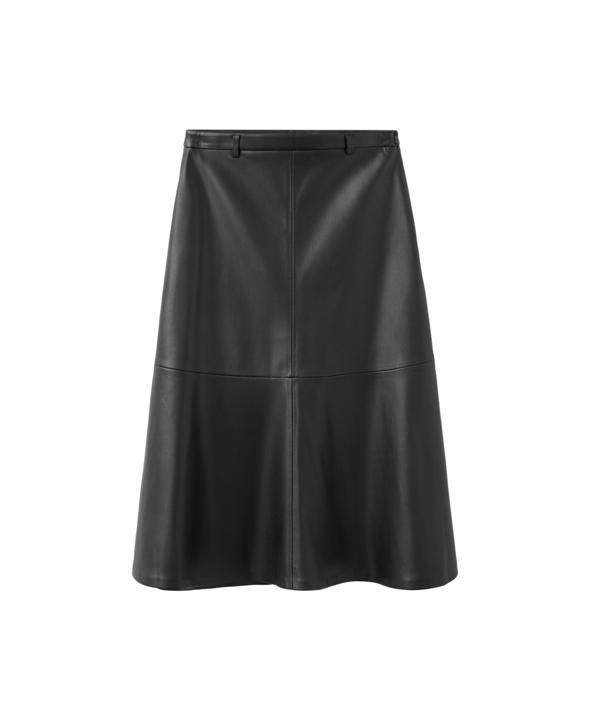 Mango Women's Midi A-Line Faux Leather Skirt - Black