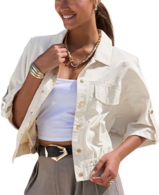 Women's Cropped Dolman-Sleeve Snap-Front Jacket