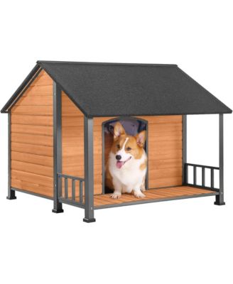 47.2 Inch Weatherproof Dog House with Iron Frame Dog House with Asphalt Roof