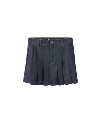Women's Pleated A-Line Mini Denim Skirt