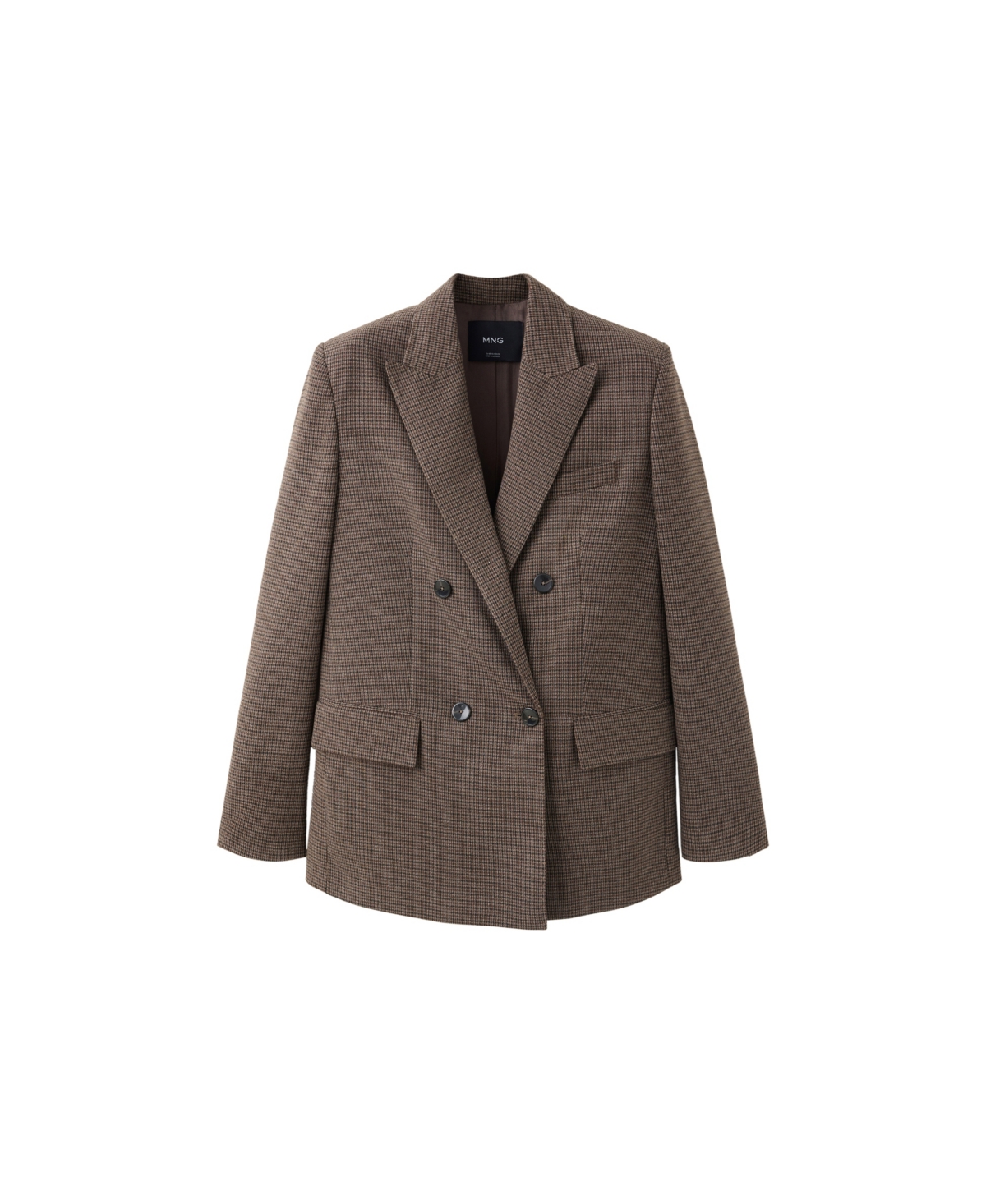 Mango Women's Houndstooth Double-Breasted Blazer - Chocolate