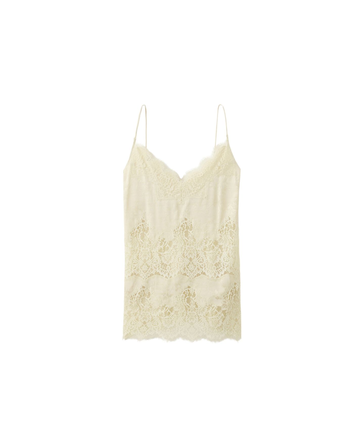 Женский топ Mango V-Neck Lace Sleeveless, цвет: Экрю — фото 1