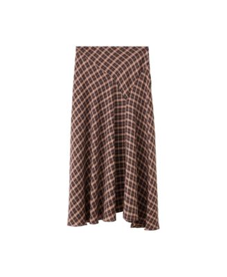 Women's Plaid Asymmetric Midi Skirt