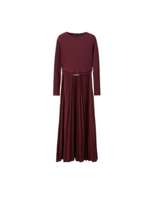 Women's A-Line Long-Sleeve Pleated Dress