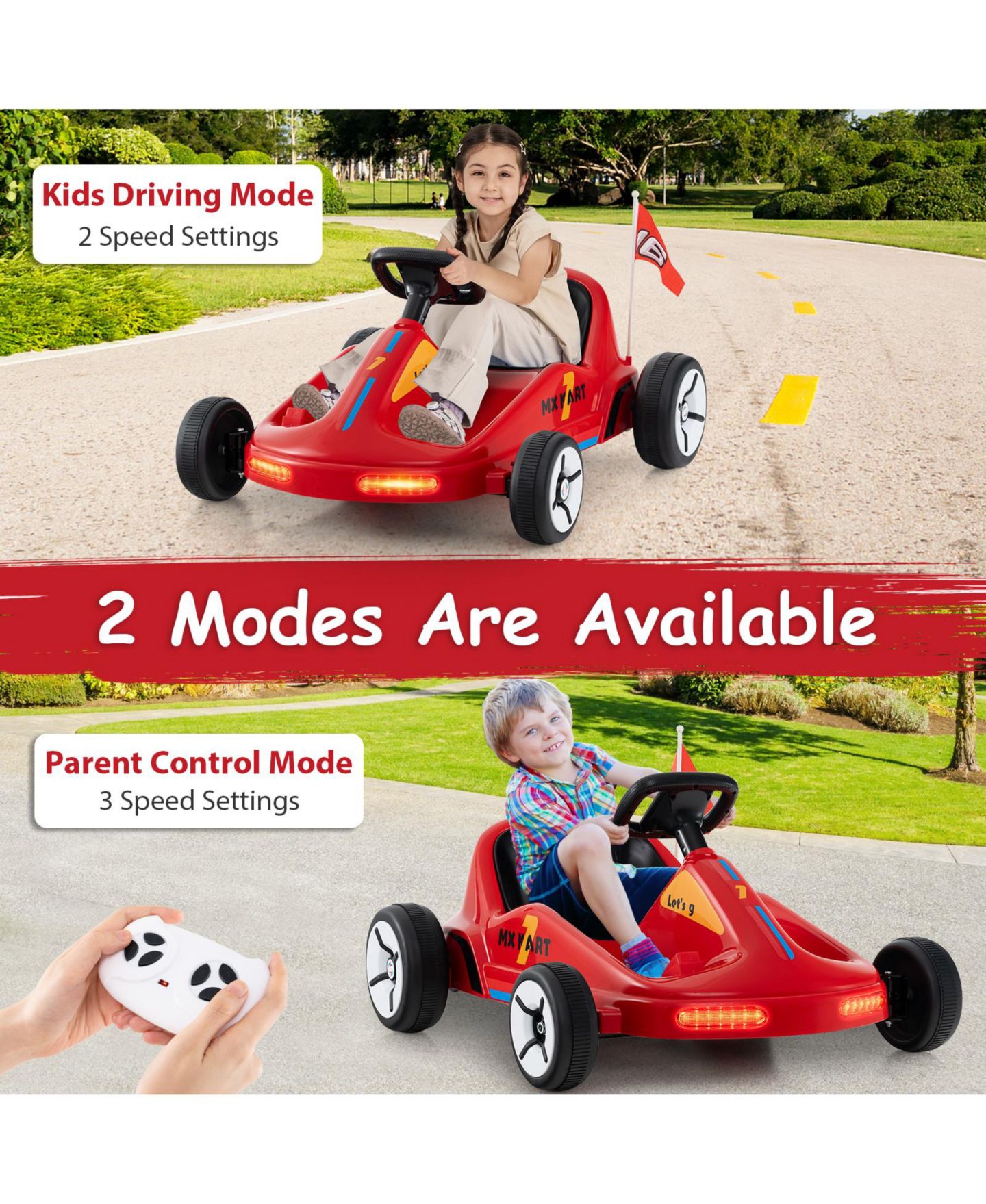 Детская игрушка Mecale Kids 12V Electric Go-Kart with Remote Control and Music — фото 4