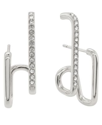 And Now This High Polished Clear Crystal Post Earring, Gold Plate and Silver Plate