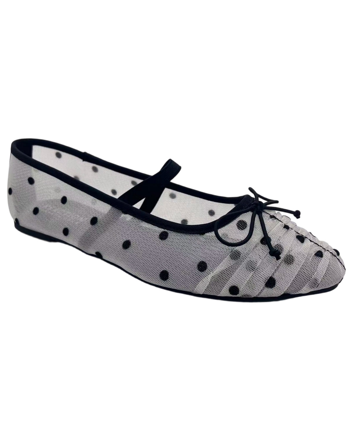 Kenneth Cole Reaction Women's Margie Mesh Mary Jane Ballet Flats - White/Black Polka Dot Mesh