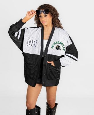 Women's Black Jacksonville Jaguars MVP Era Satin Button-Down Cardigan