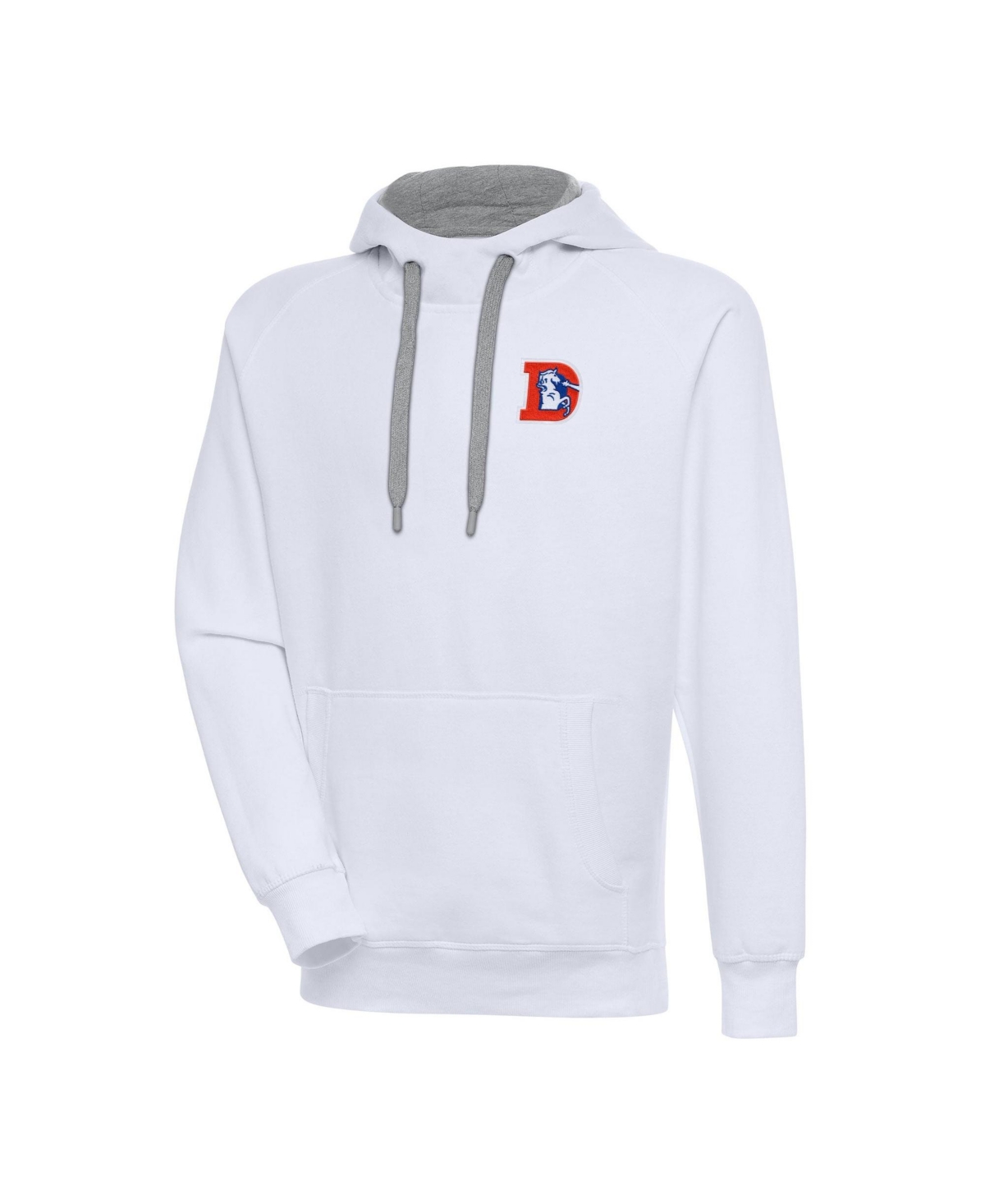 Antigua Men's White Denver Broncos Throwback Logo Victory Pullover Hoodie - White