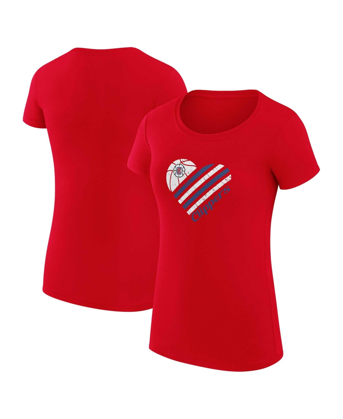 G-iii 4Her by Carl Banks Women's Red La Clippers Super-Slim Fit Lightweight Heart T-Shirt - Red