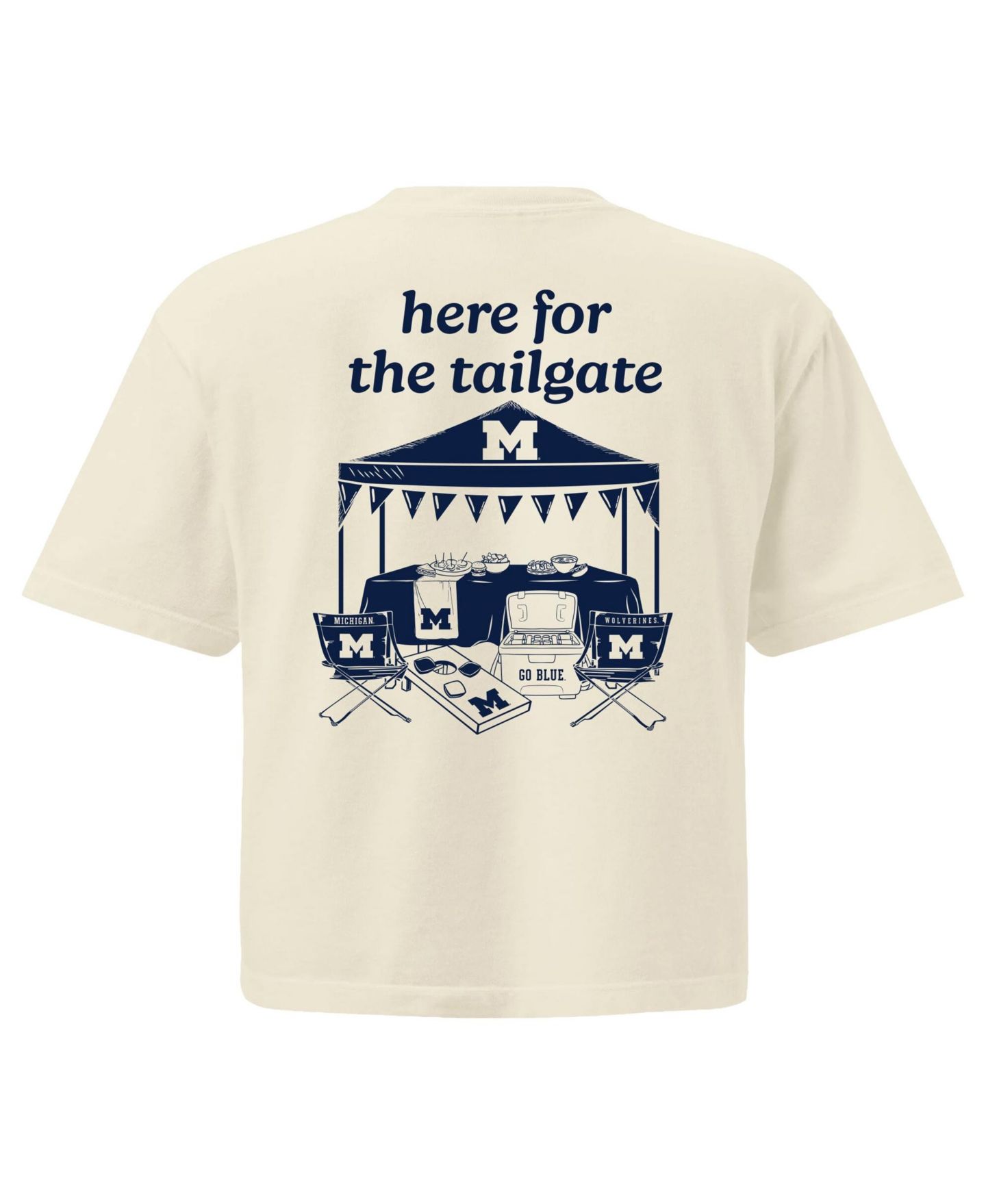 Женская футболка Comfort Colors Cream Michigan Wolverines Here For The Tailgate Cropped — фото 3