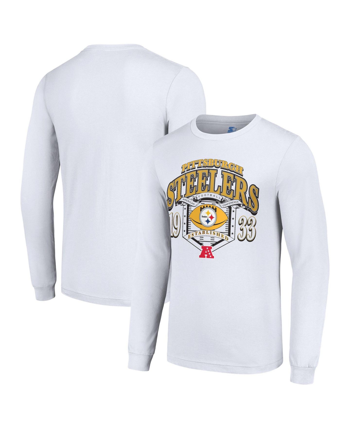 Мужская футболка Starter White Pittsburgh Steelers Retro Long-Sleeve Graphic — фото 1