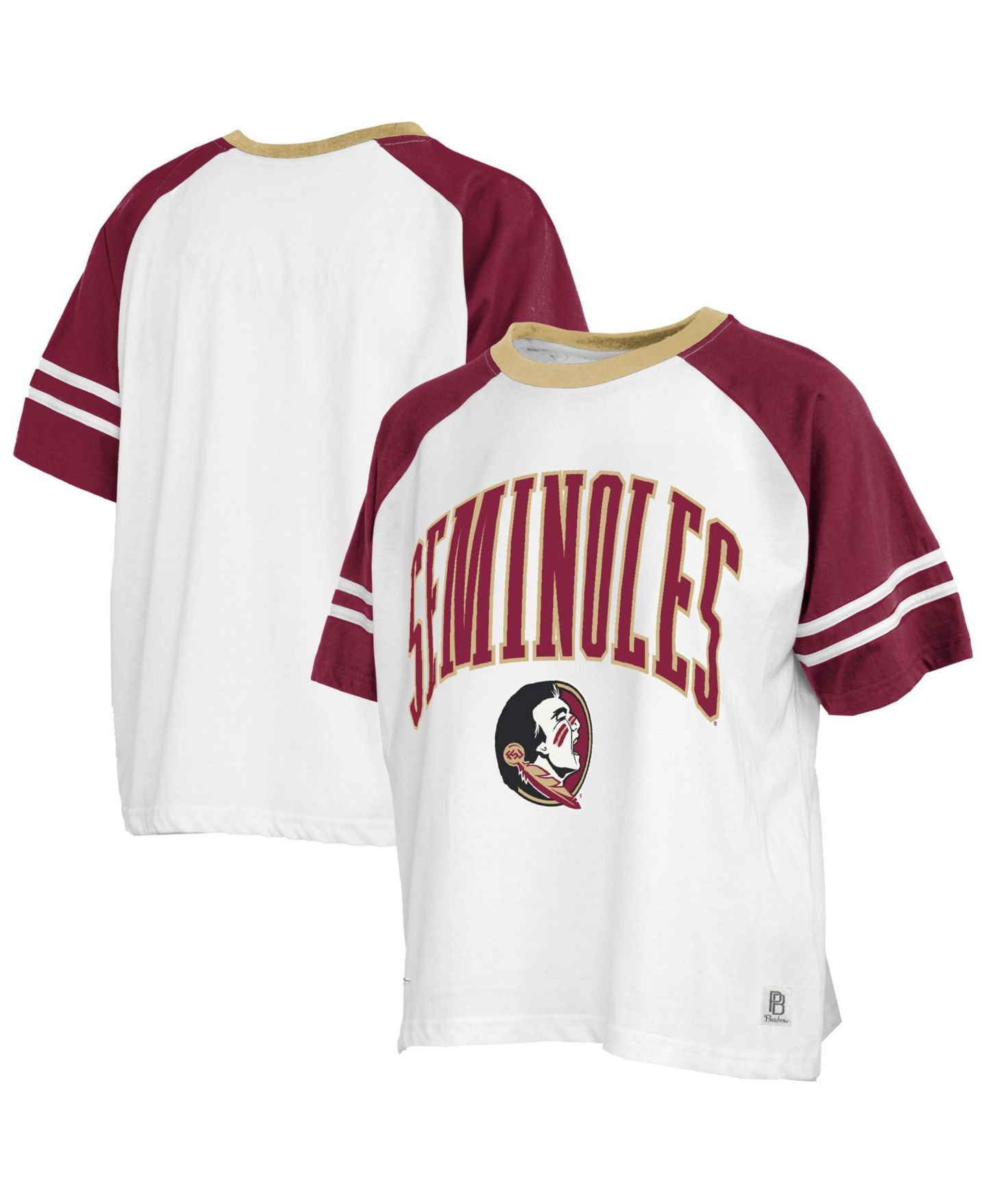 Женская футболка Pressbox White Florida State Seminoles Sky Color block Slub — фото 1