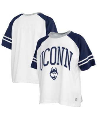 Women's White UConn Huskies Sky Color block Slub T-Shirt
