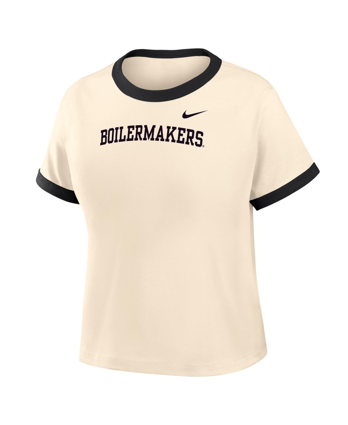 Nike Women's Natural Purdue Boilermakers Ringer Mod Cropped T-Shirt - Natural