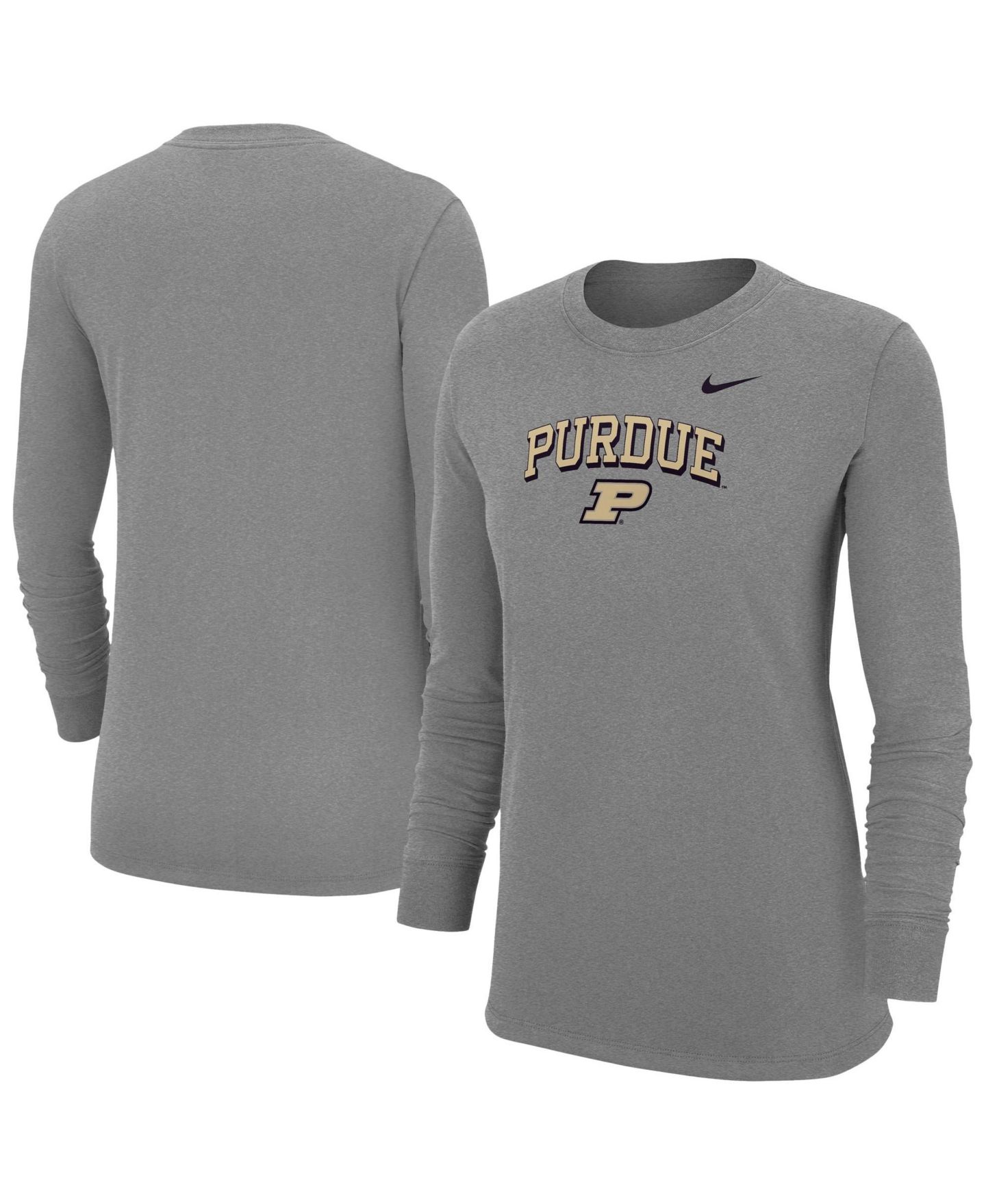 Женская футболка Nike Heather Gray Purdue Boilermakers Core Long-Sleeve — фото 1