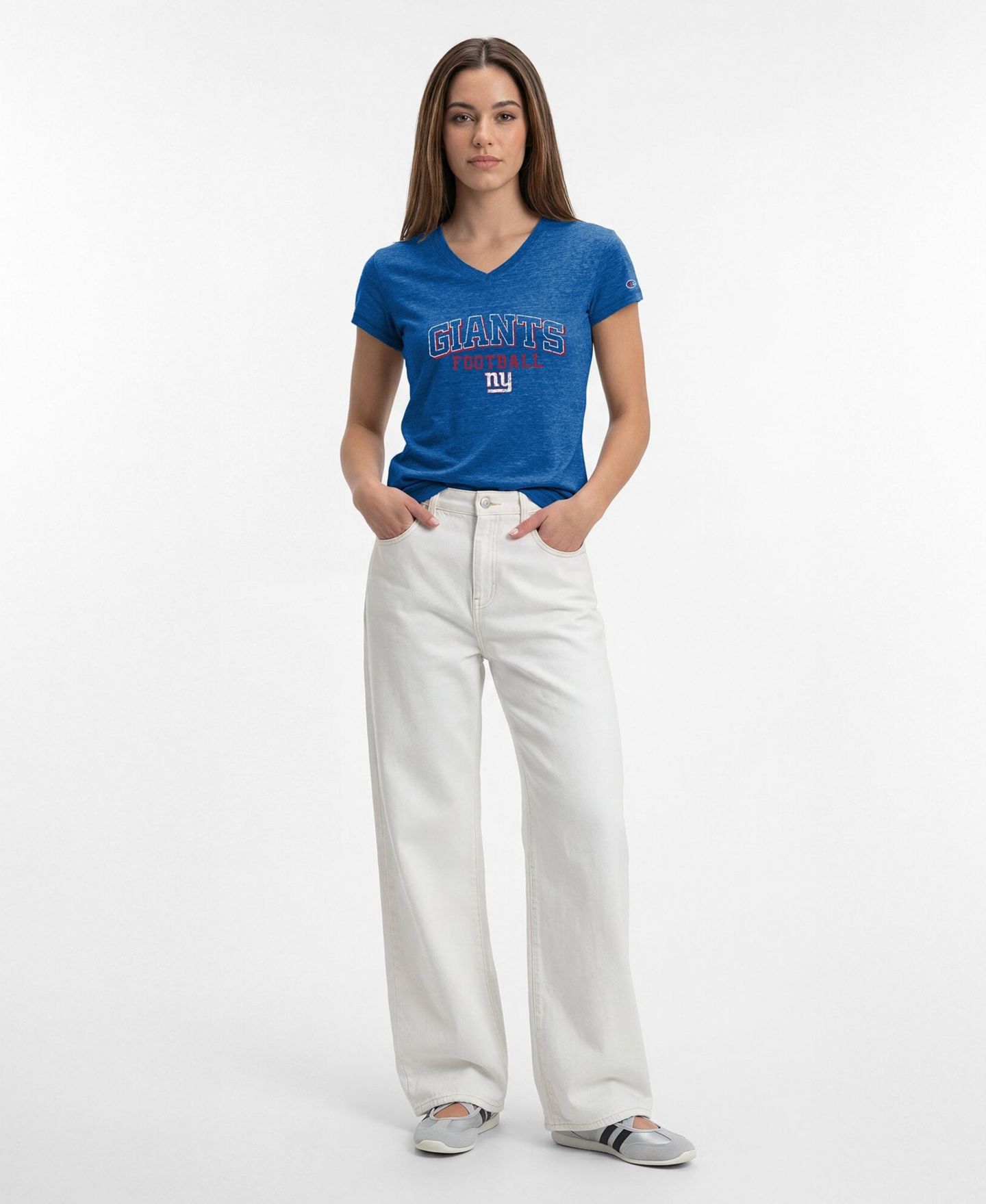 Женская футболка Champion Royal New York Giants Triumph Tri-Blend V-Neck — фото 3