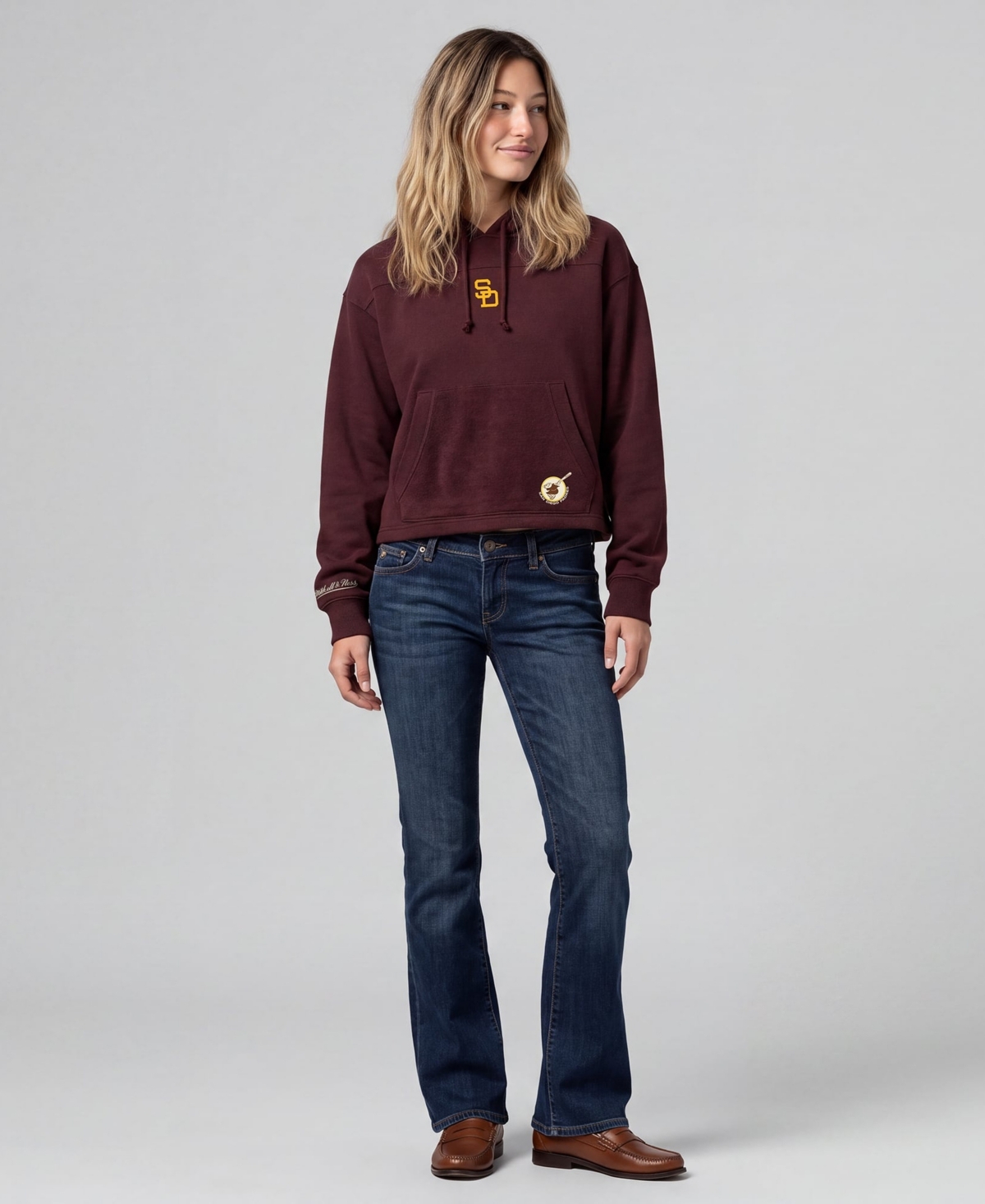 Mitchell & Ness Women's Mitchell Ness Brown San Diego Padres Cooperstown Collection Retro Roots Pullover Hoodie - Brown