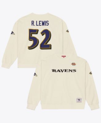 Women's Mitchell Ness Ray Lewis Cream Baltimore Ravens Name & Number Sweatshirt