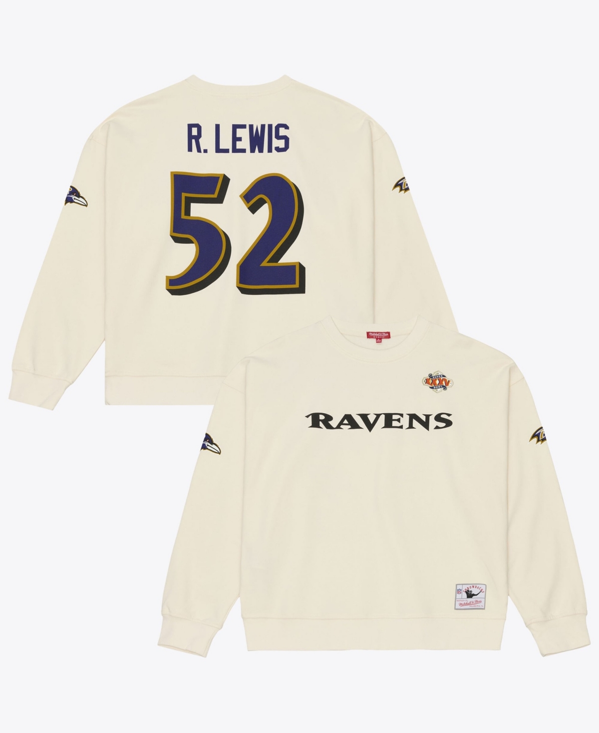 Mitchell & Ness Women's Mitchell Ness Ray Lewis Cream Baltimore Ravens Name & Number Sweatshirt - Cream