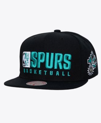Men's Black San Antonio Spurs Hardwood Classics Old School Stacked Text Snapback Hat