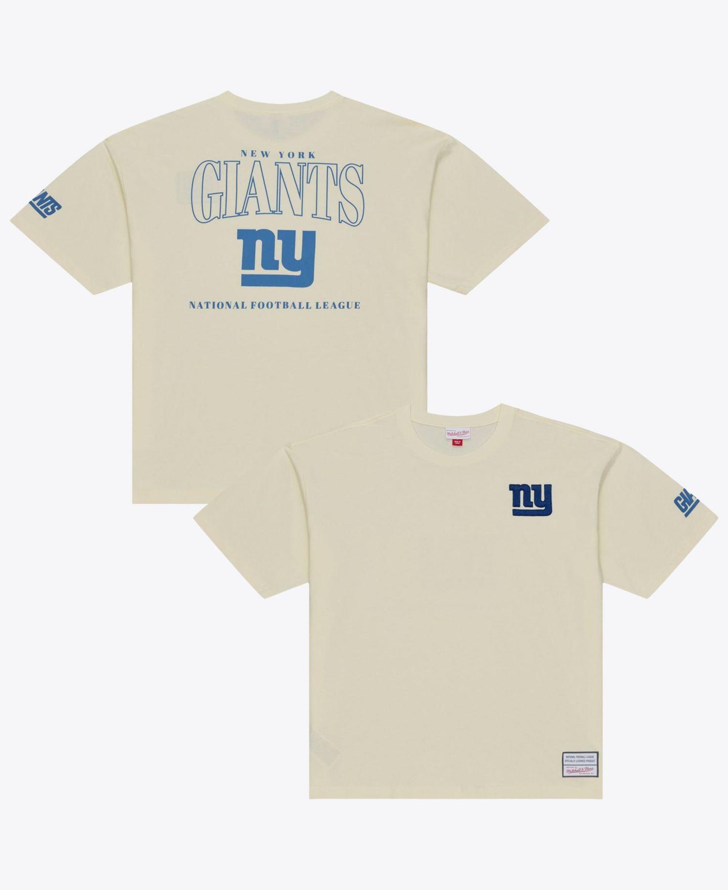Мужская футболка Mitchell & Ness Cream New York Giants Oversized Heritage Hues — фото 1