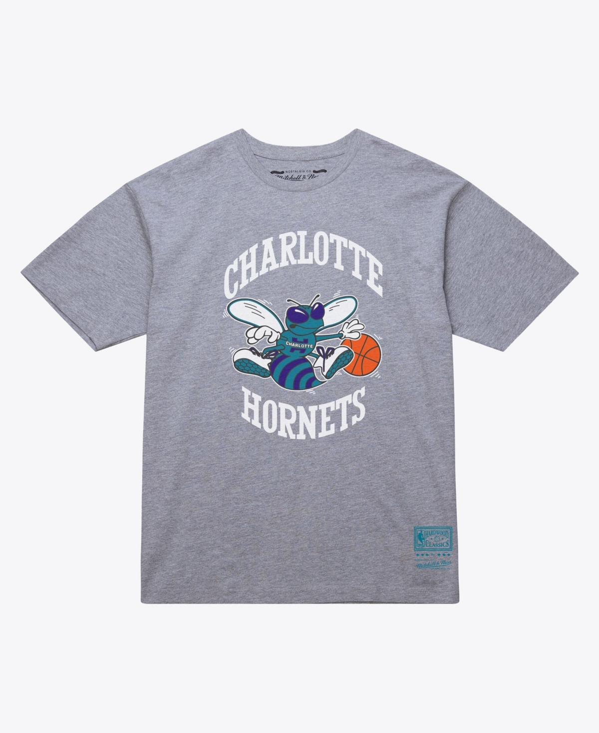 Mitchell & Ness Men's and Women's Mitchell Ness Heather Gray Charlotte Hornets Hardwood Classics Arch T-Shirt - Heather Gray