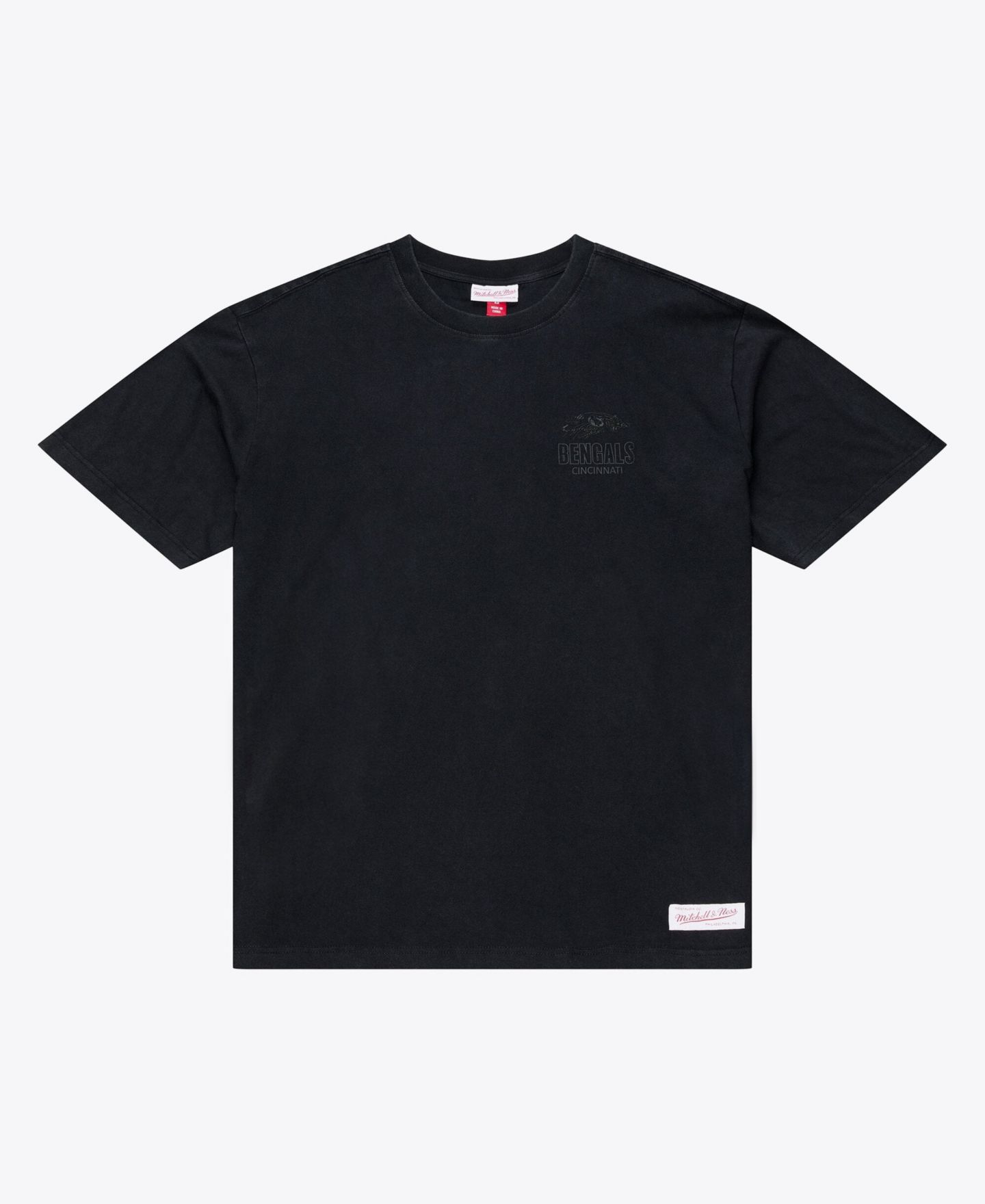 Мужская футболка Mitchell & Ness Black Cincinnati Bengals Core Essentials Micro Logo — фото 1