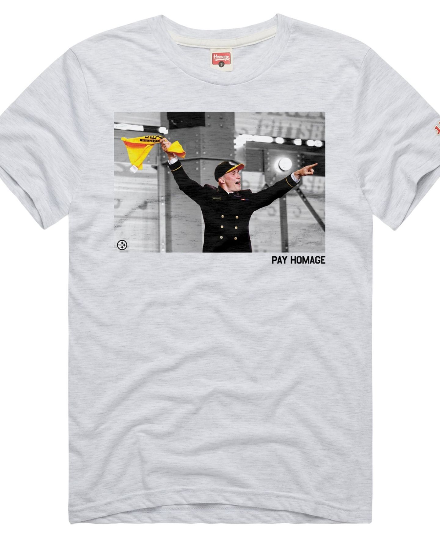 Мужская футболка Homage Eli Heidenreich Ash Pittsburgh Steelers Player Graphic — фото 2