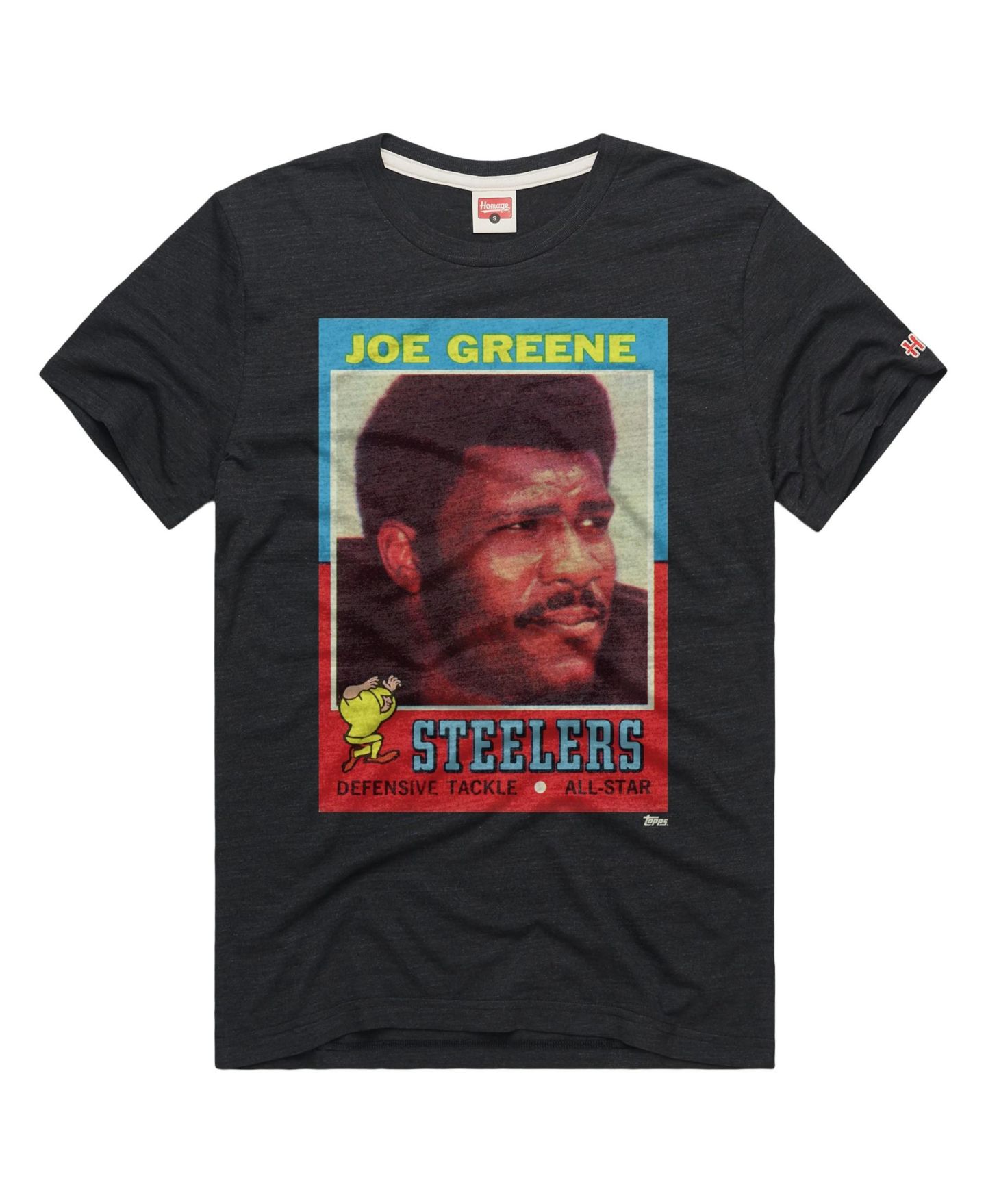Футболка Homage Joe Greene Charcoal Pittsburgh Steelers NFL Topps Trading Card Tri-Blend — фото 2