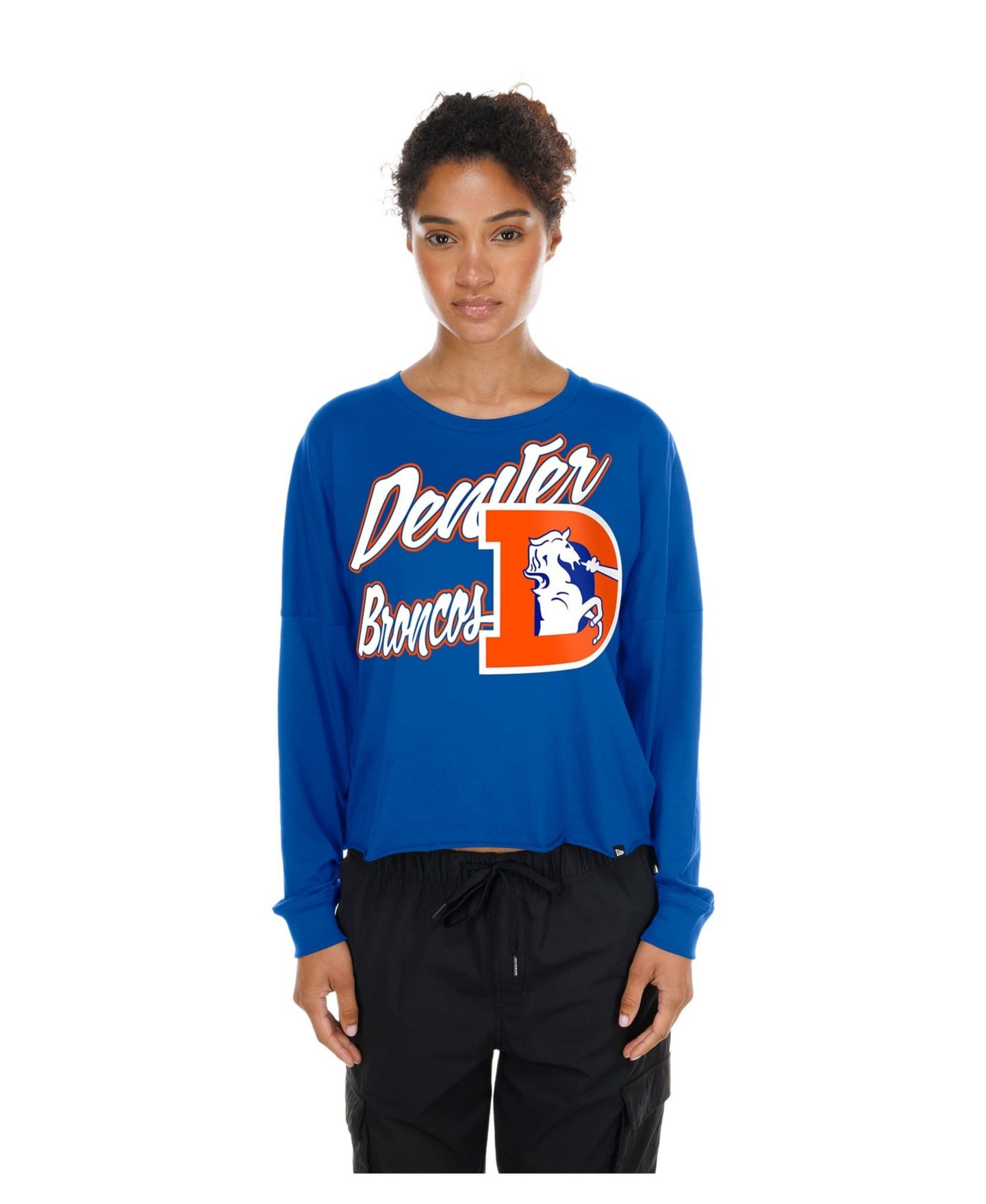 Женская футболка New Era Royal Denver Broncos Cropped Oversized Long-Sleeve — фото 1
