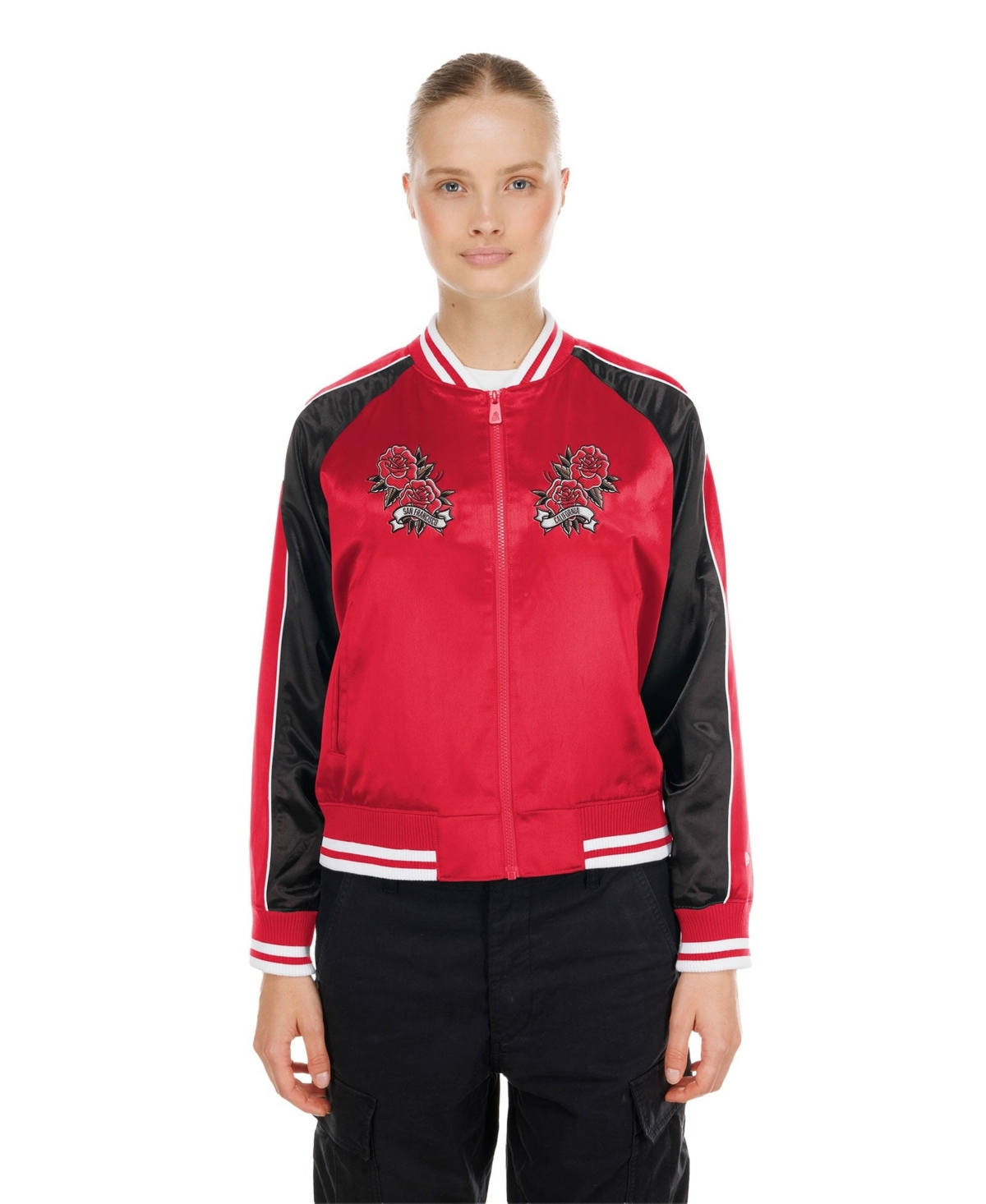 New Era Women's Scarlet San Francisco 49ers Lifestyle Satin Jacket - Scarlet