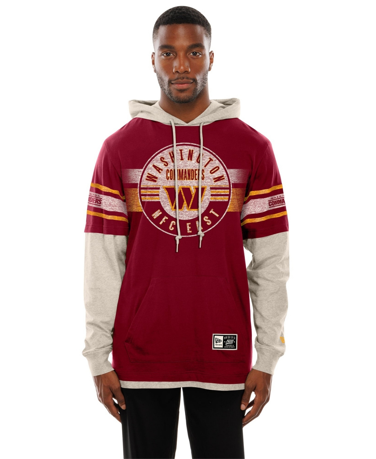 New Era Men's Burgundy Washington Commanders Twofer Layered Long-Sleeve Hooded T-Shirt - Burgundy