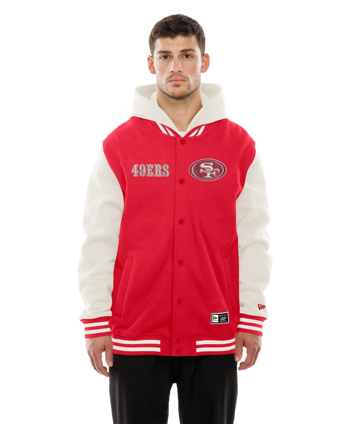 New Era Men's Scarlet/Cream San Francisco 49ers Full-Snap Fleece Hooded Jacket - Scarlet, Cream