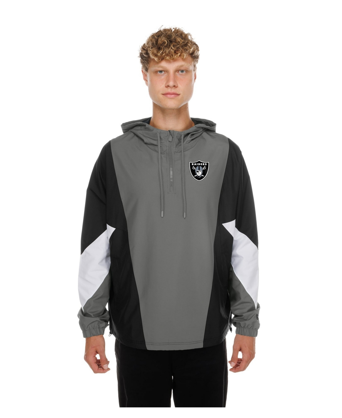 New Era Men's Charcoal Las Vegas Raiders Quarter-Zip Windbreaker Jacket - Charcoal