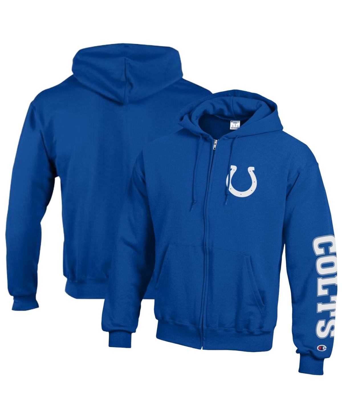 Champion Men's Royal Indianapolis Colts Power blend Fleece Full-Zip Hoodie - Royal