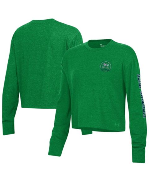Женский топ Under Armour Green Notre Dame Fighting Irish Icon Sleeve Two-Hit Long-Sleeve Crop