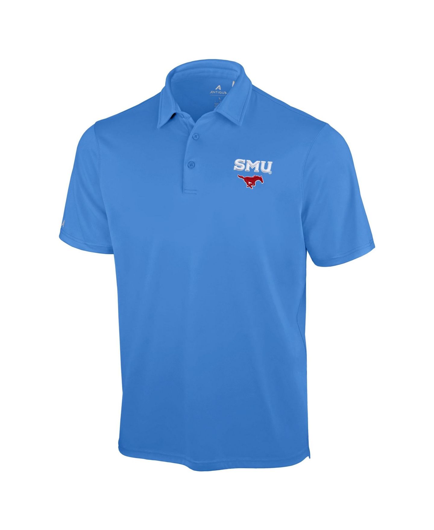 Мужское поло Antigua Powder Blue SMU Mustangs Unshakable Solid Polo — фото 2