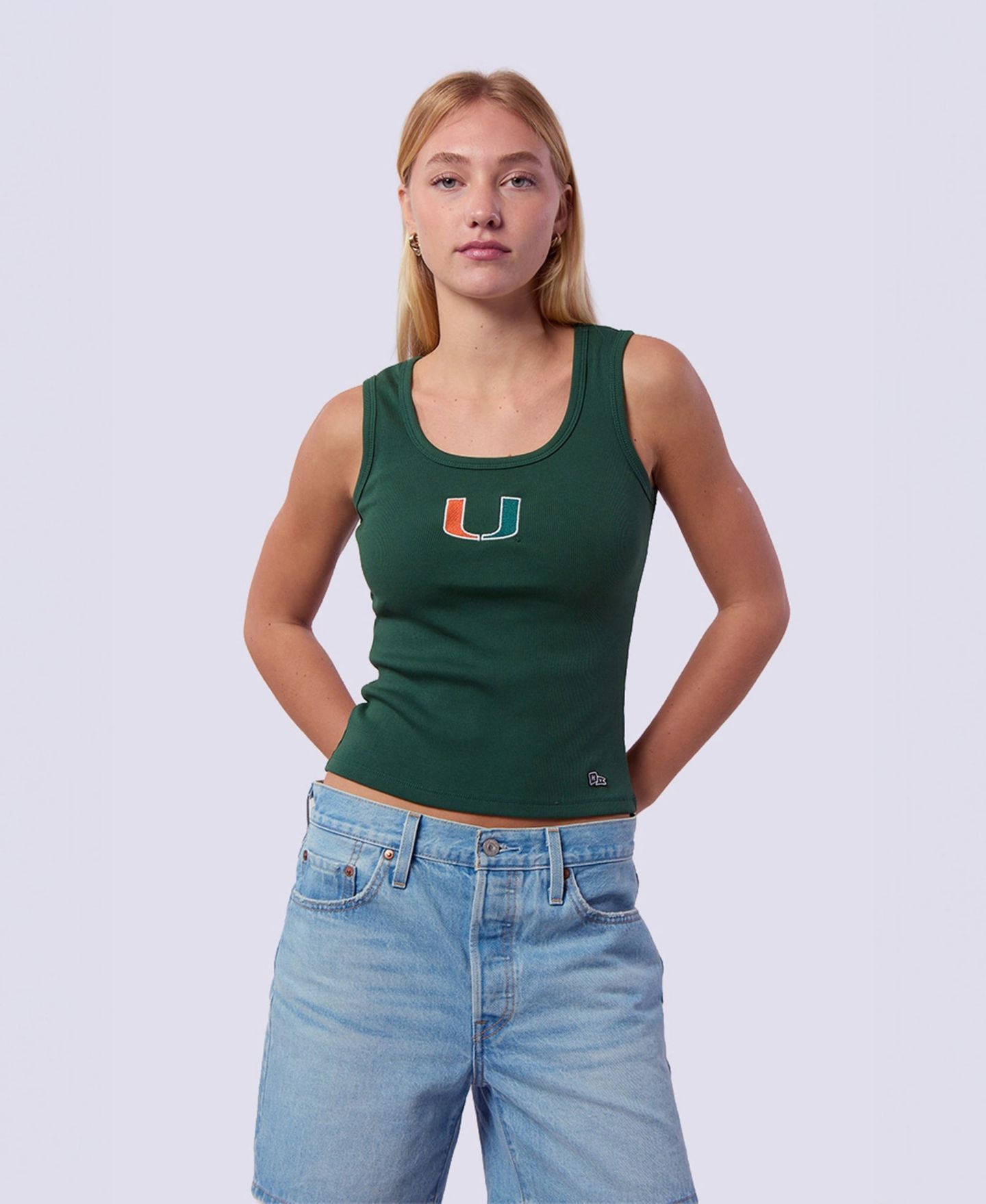 Женский топ Hype And Vice Green Miami Hurricanes Primary Logo Ribbed — фото 1