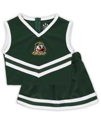 Girls Toddler Green Oregon Two-Piece V-Neck Cheer Set