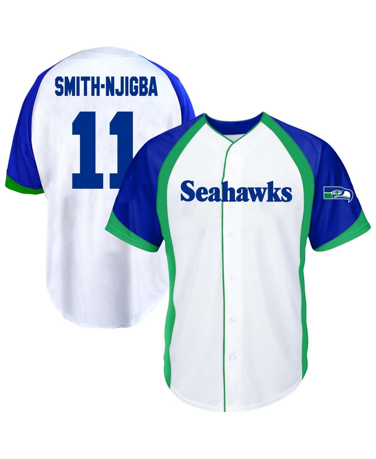 Fanatics Men's Jaxon Smith-Njigba White Seattle Seahawks Big Tall Button-Up Baseball Jersey - White