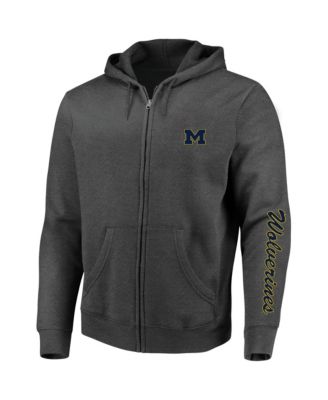 Men's Heather Charcoal Michigan Wolverines Big Tall Full-Zip Hoodie