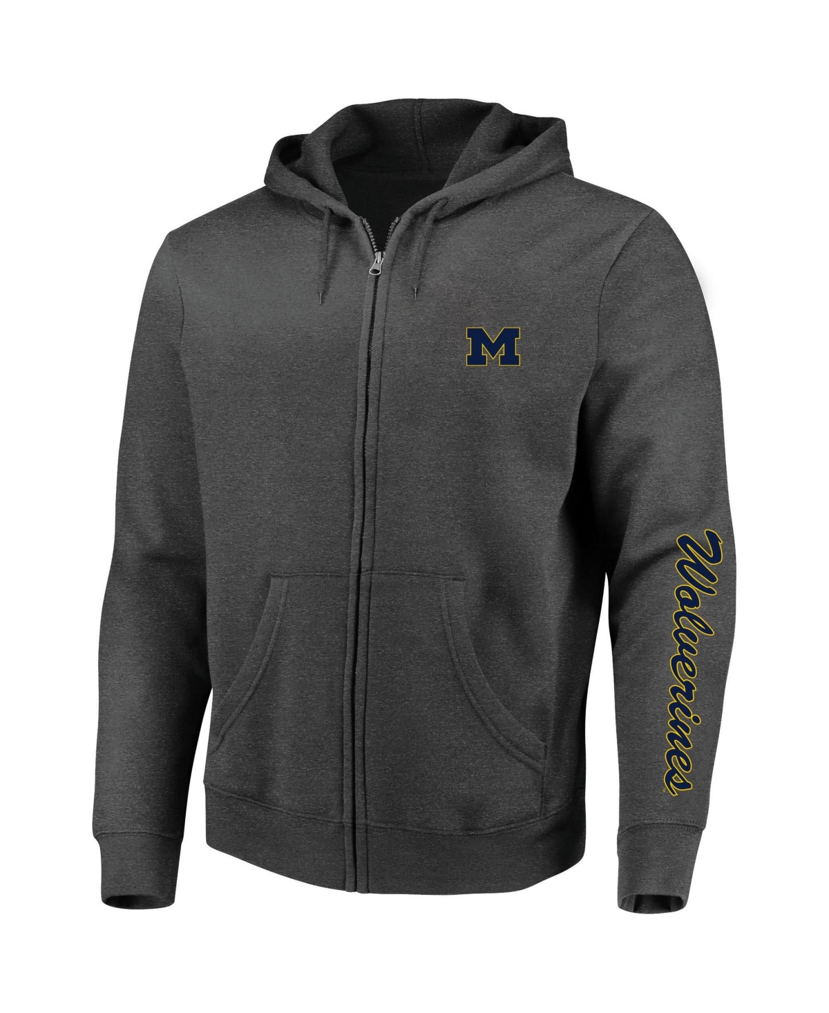 Profile Men's Heather Charcoal Michigan Wolverines Big Tall Full-Zip Hoodie - Heather Charcoal