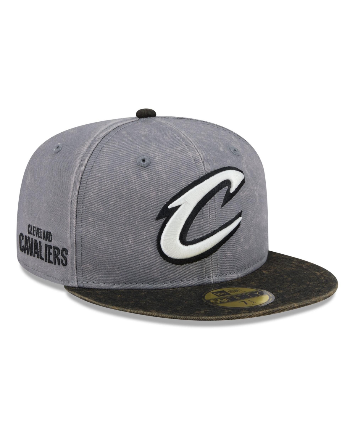 New Era Men's Gray/Black Cleveland Cavaliers Washed 59FIFTY Fitted Hat - Gray, Black