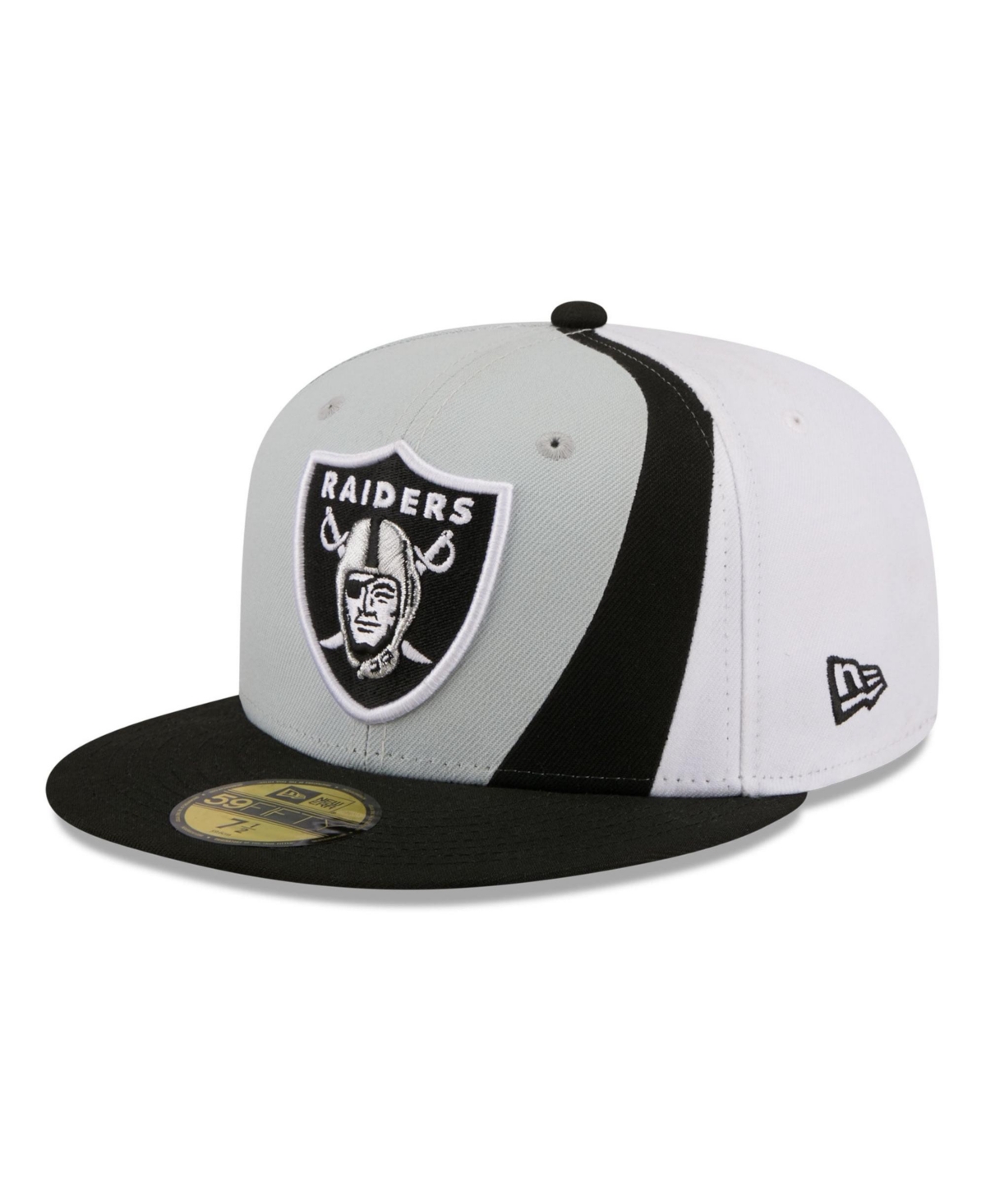 New Era Men's Silver/Black Las Vegas Raiders Shock 59FIFTY Fitted Hat - Silver, Black