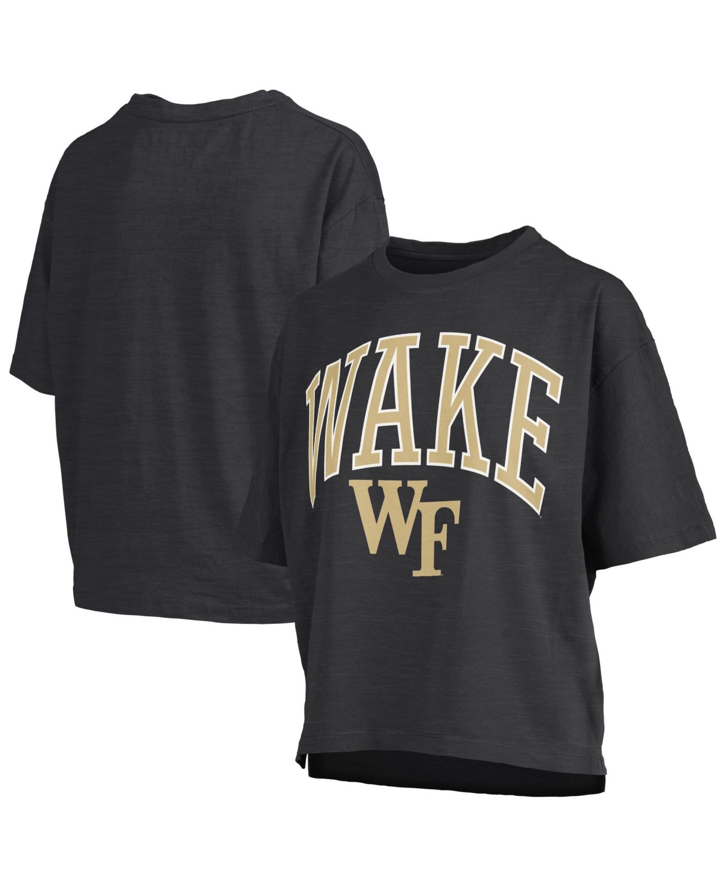 Женская футболка Pressbox Black Wake Forest Demon Deacons Oversized Nelson Arch Over Logo Slub — фото 1