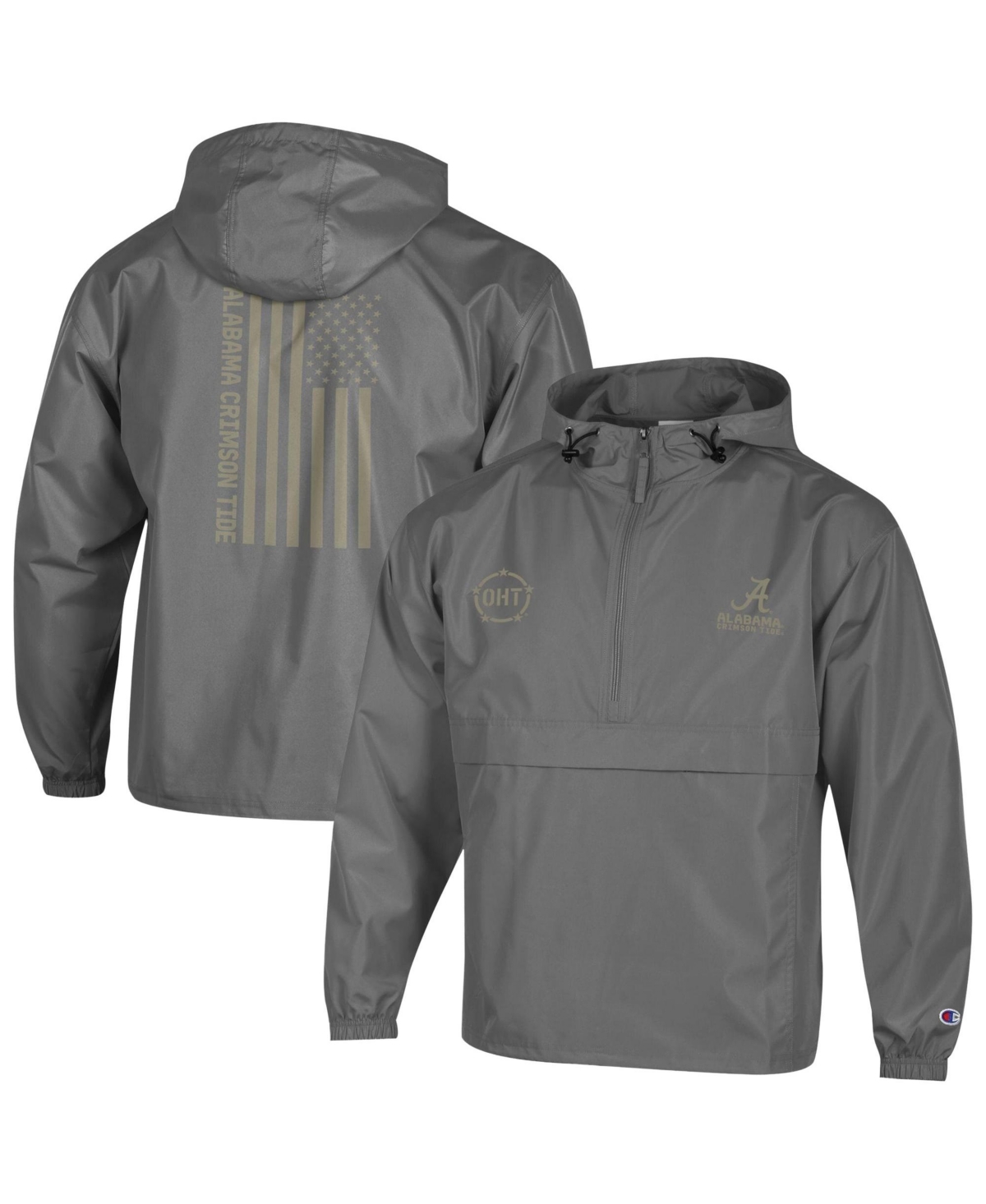 Champion Men's Graphite Alabama Crimson Tide Oht Flag Packable Jacket - Graphite