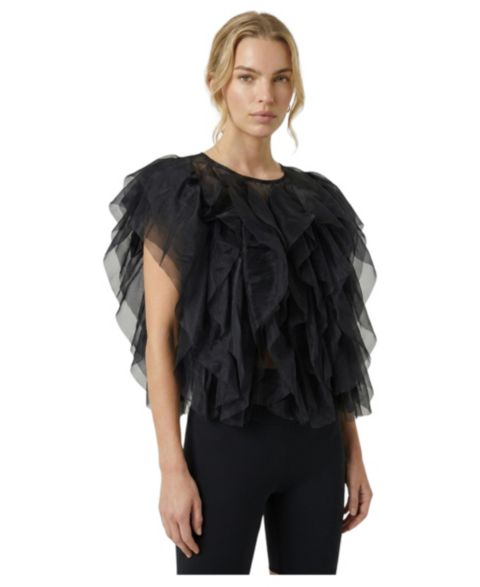 Женская блузка Modenaire Sleeveless Sheer Ruffled Tulle, цвет: Чёрный