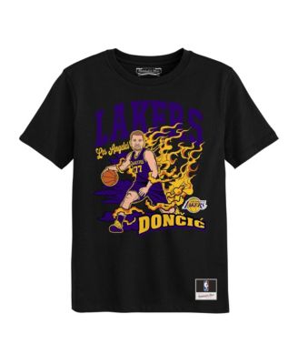 Preschool Mitchell Ness Luka Doncic Black Los Angeles Lakers Fired Up T-Shirt